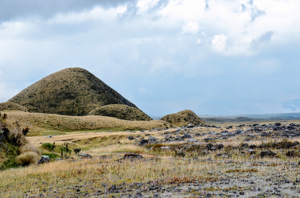 Un gruppo di colline in mezzo a un campo