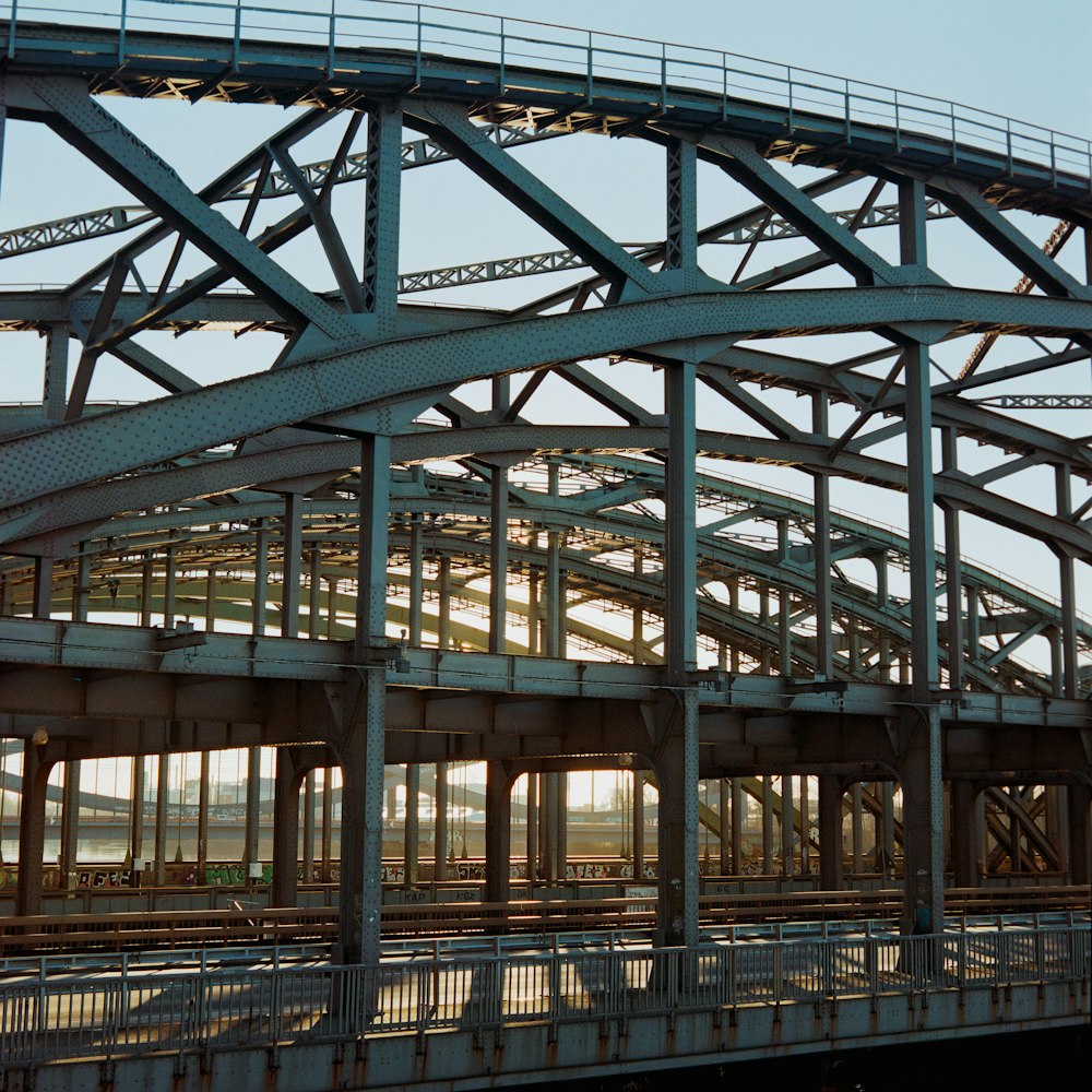 a bridge with a train going over it