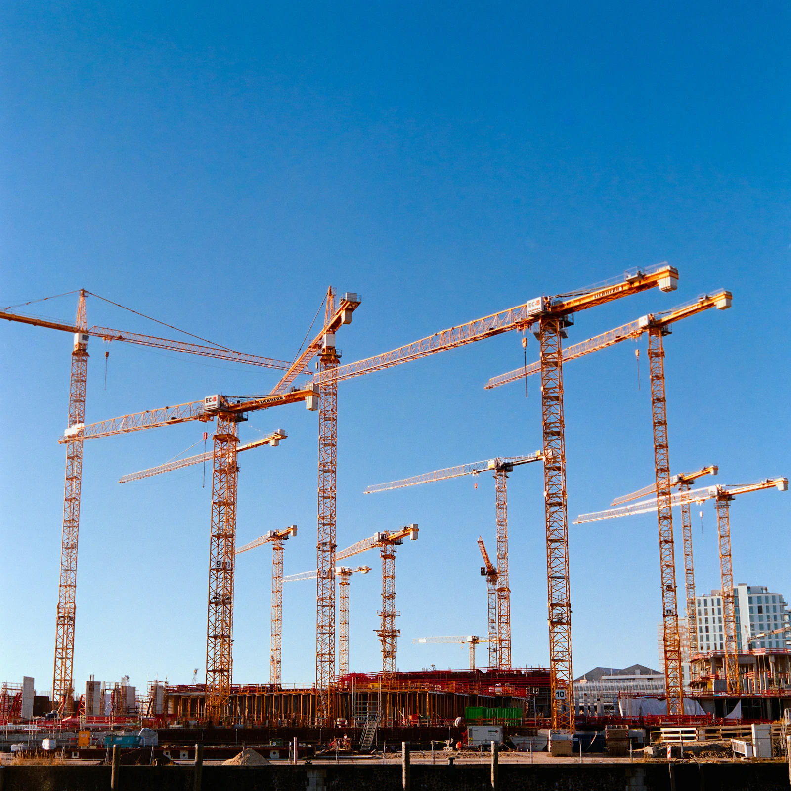 Modern construction technology on an Al Mawada building site in Tanzania
