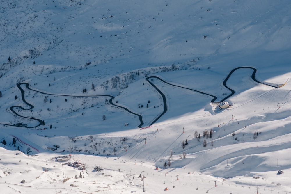 a ski slope with a bunch of snow on it