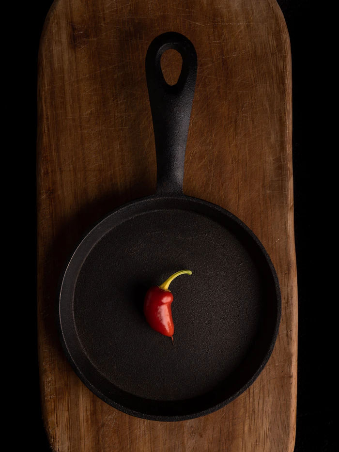 A pan baking upside down in an oven