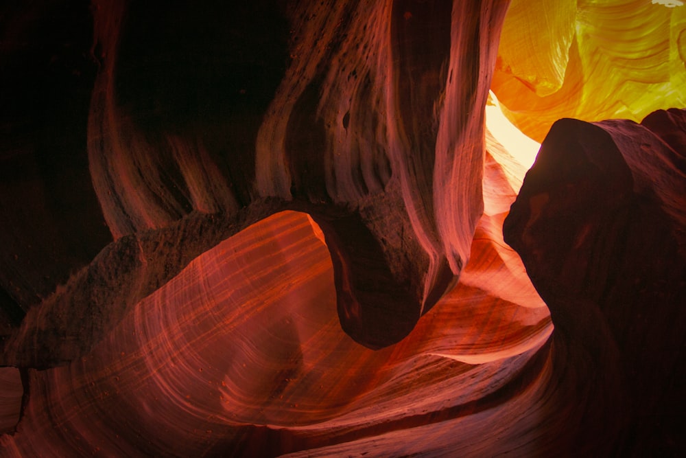 a narrow slot in the side of a canyon