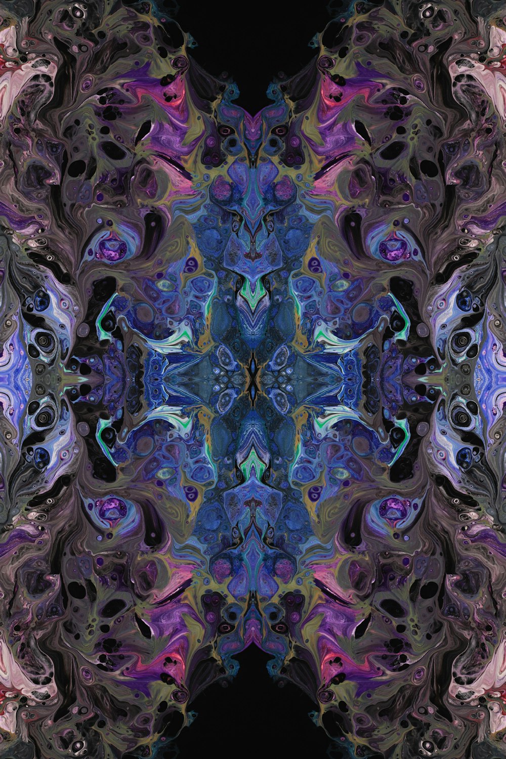 an abstract image of a blue and purple flower
