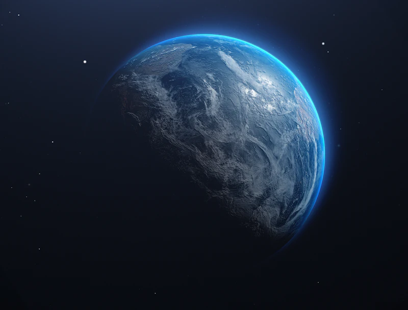 Earth viewed from space with oceans visible