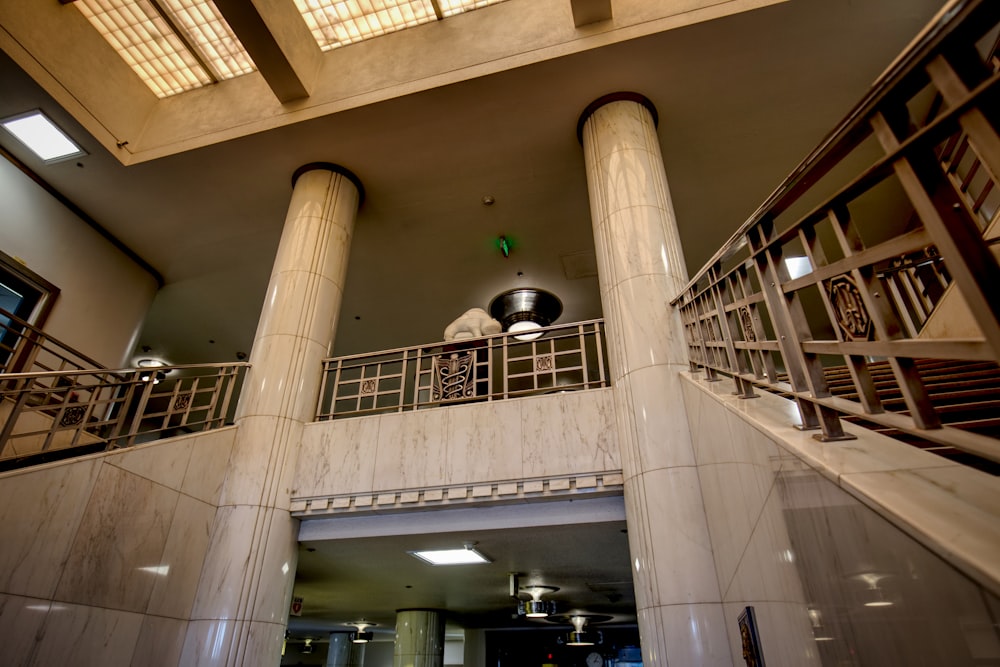 a view of a building from the top of the stairs