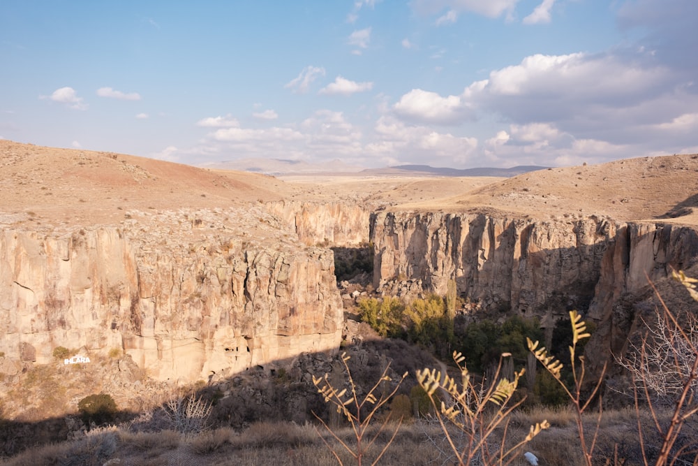 a view of a canyon in the middle of the desert