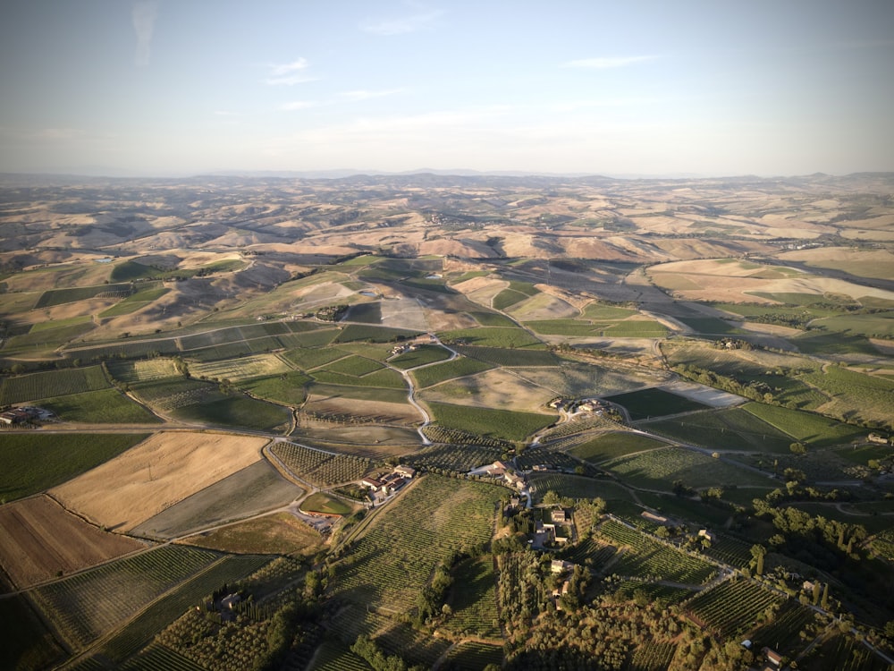 an aerial view of a rural area in the country