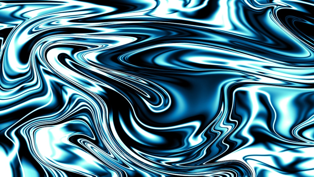 an abstract blue and black background with wavy lines