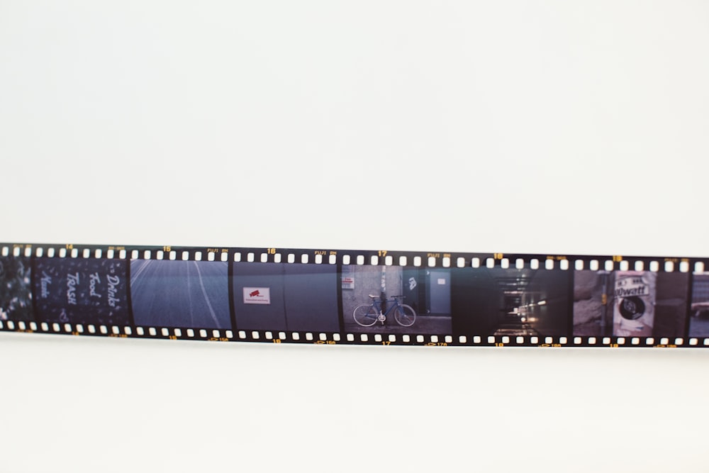 a film strip with pictures of bicycles on it