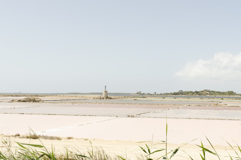 uma pessoa em pé em uma praia perto de um corpo de água