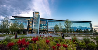 a large building with a lot of windows in front of it