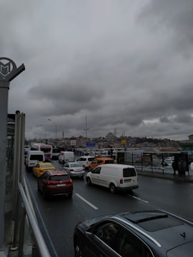 A busy Cairo street with buses and metro entrances, showing the city’s vibrant transport scene.