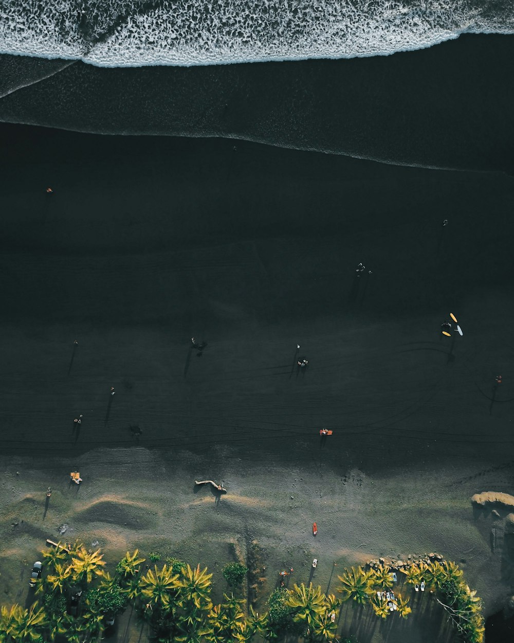 an aerial view of a beach and ocean