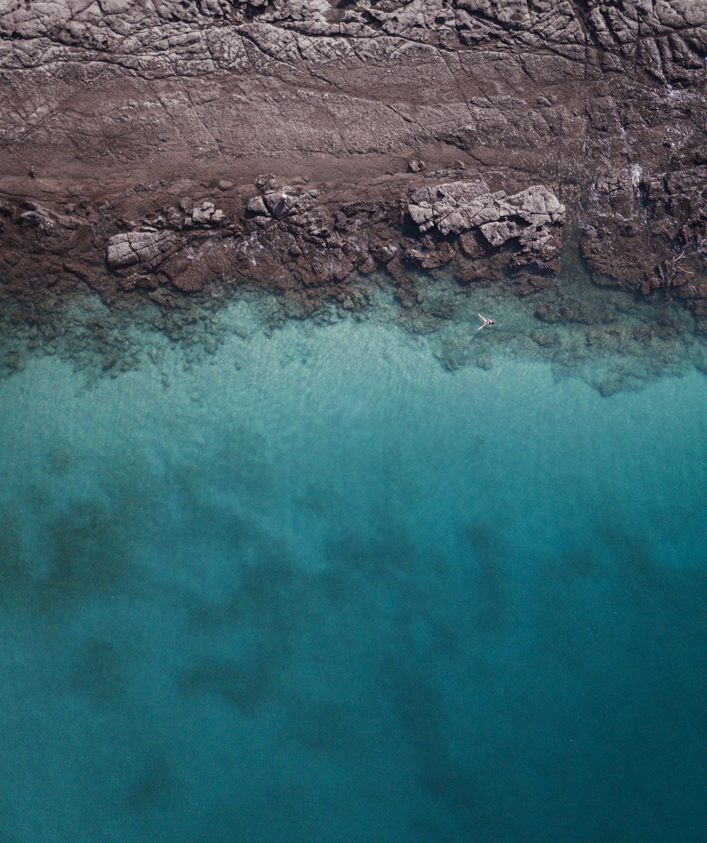 an aerial view of a body of water