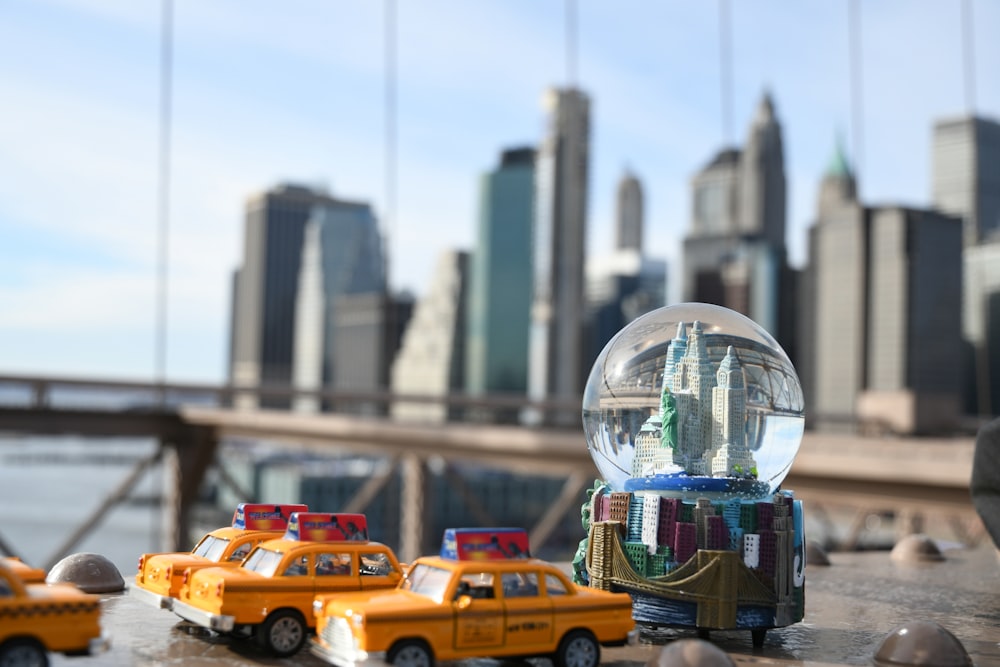 a group of toy cars sitting on top of a table