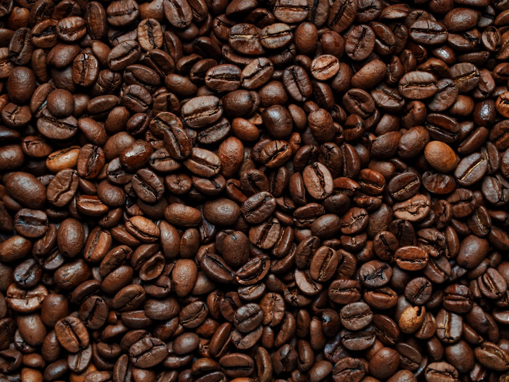 a large pile of coffee beans