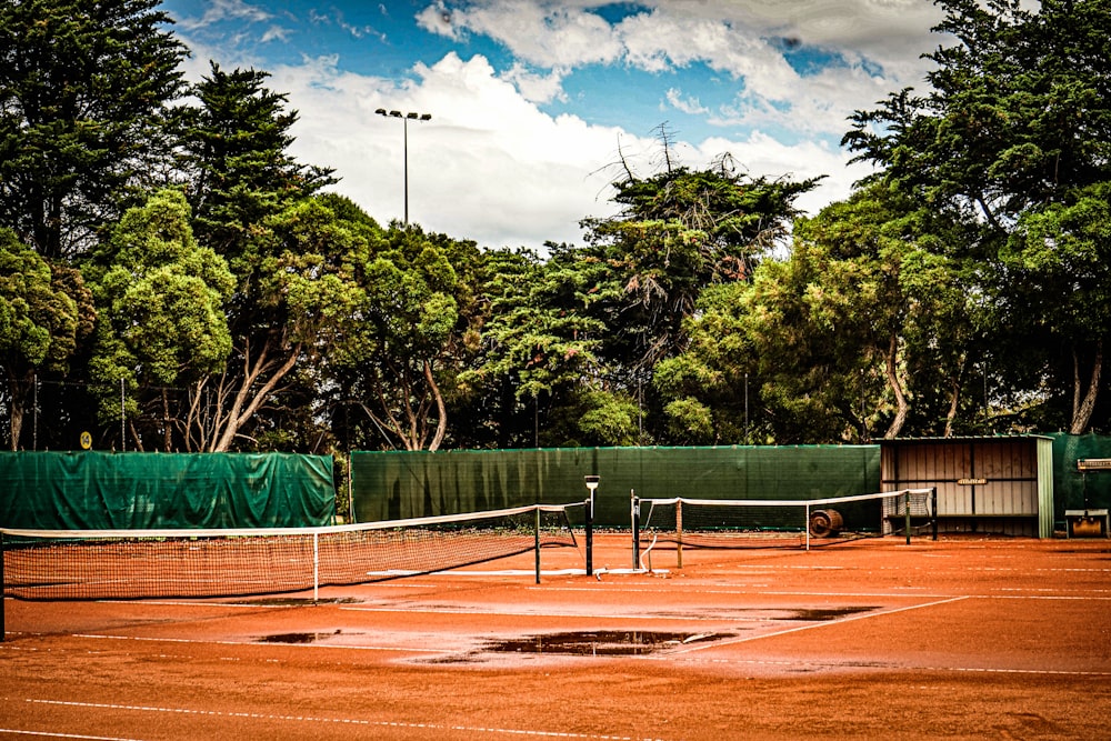 a tennis court with a net on it