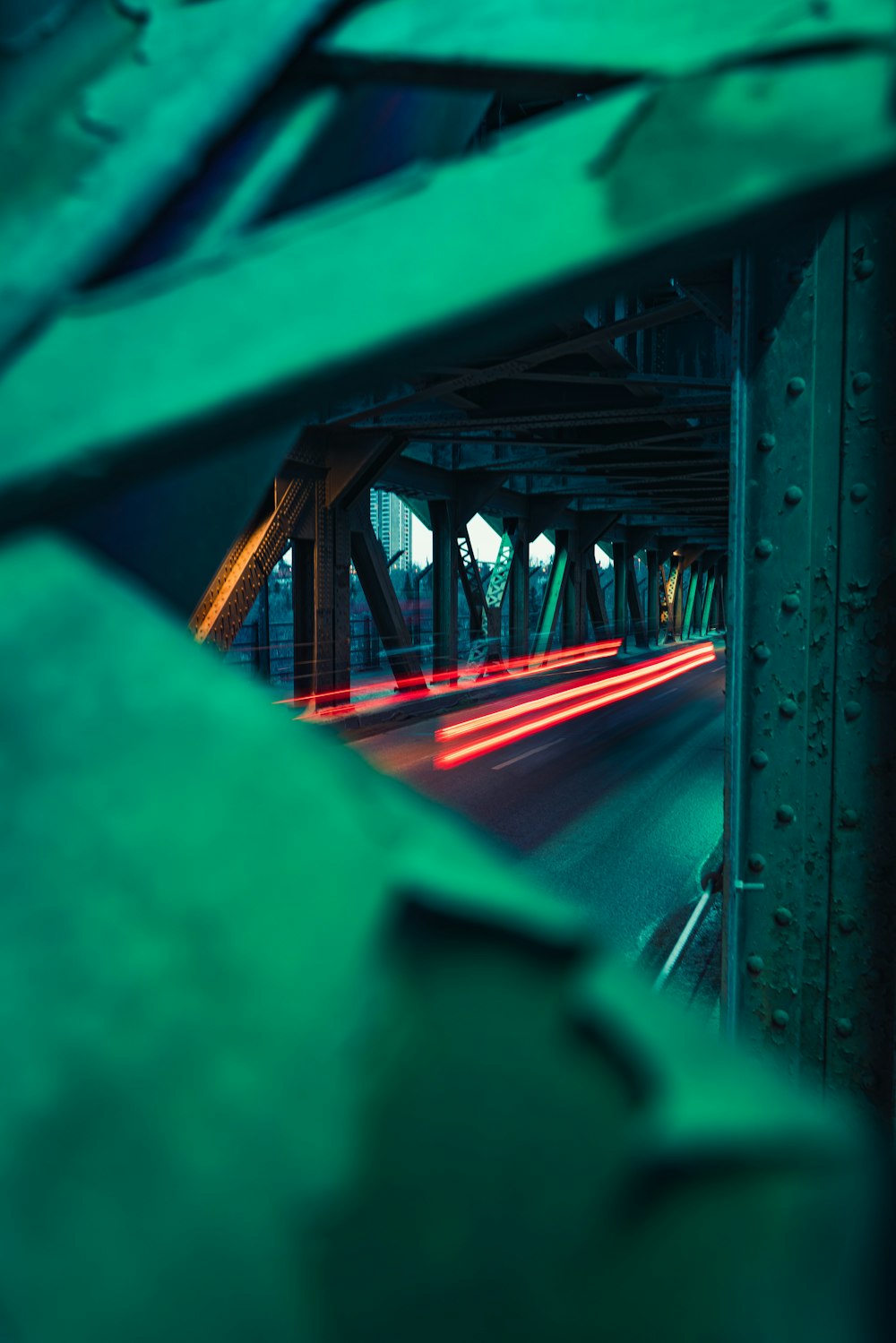 a long exposure shot of a bridge at night