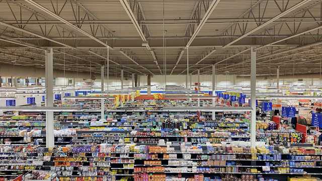 Grocery shelves, illustrative photograph