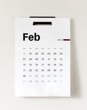 a calendar with the word feb on it