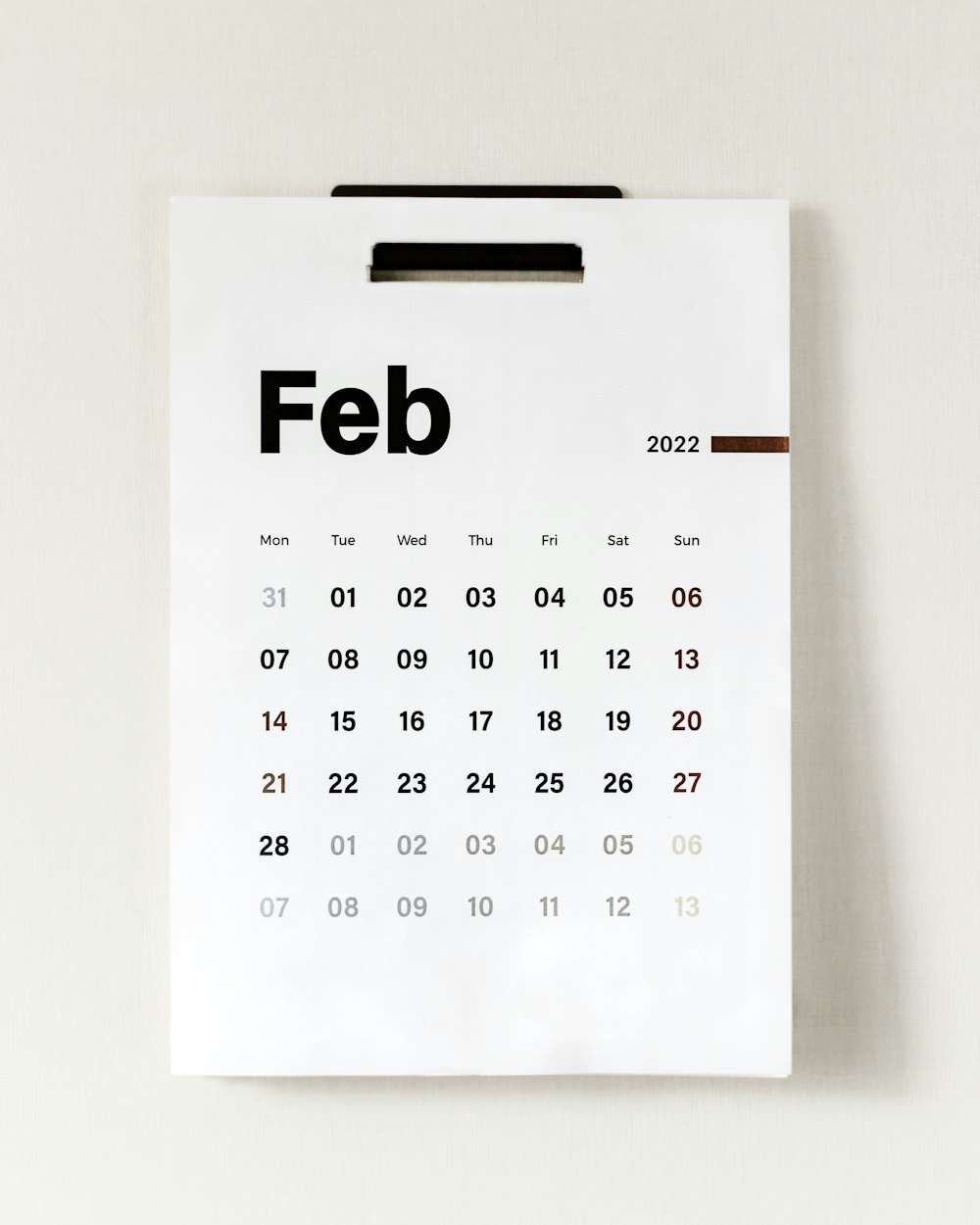 a calendar with the word feb on it