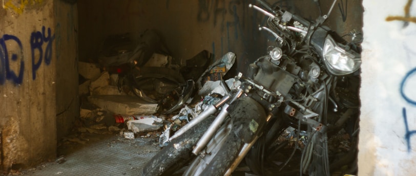 a motorcycle that is sitting in a room