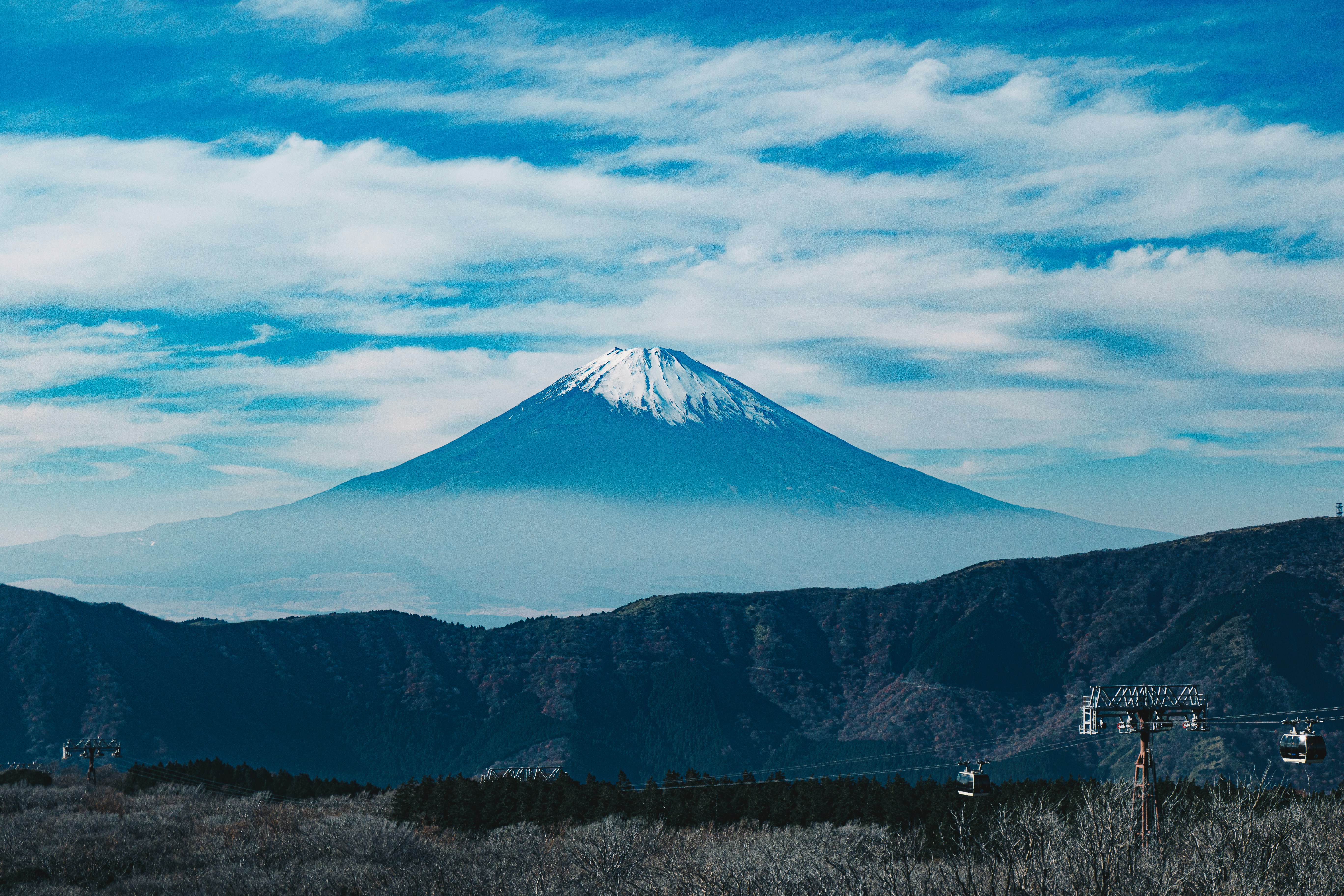 a mountain with a snow capped peak in the distance