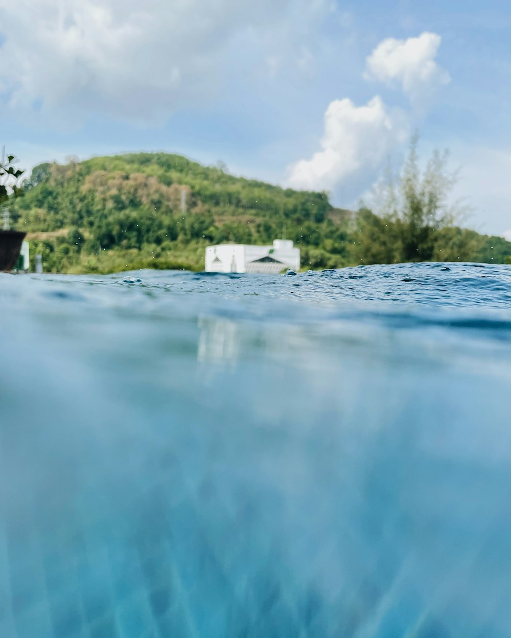 a view of a house from the water