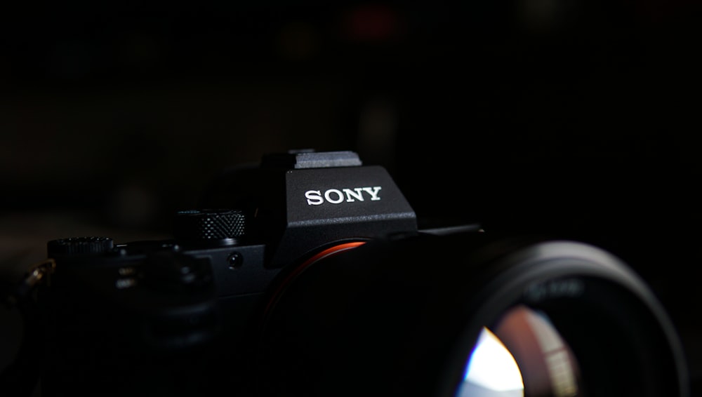 a sony camera with a lens attached to it
