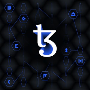 a blue and black background with the letter t5