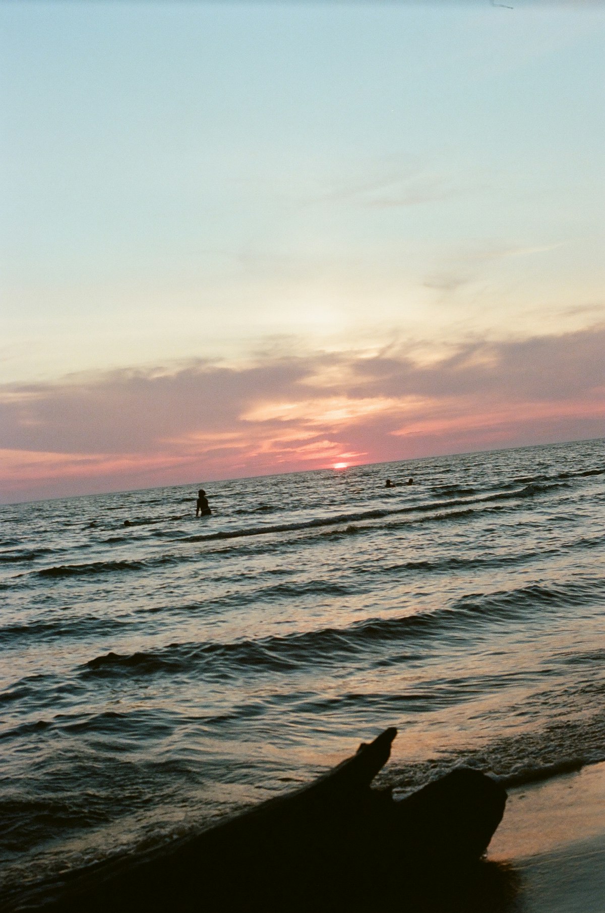 Lake Michigan shoreline at sunset
