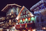 a building with christmas lights and decorations on it