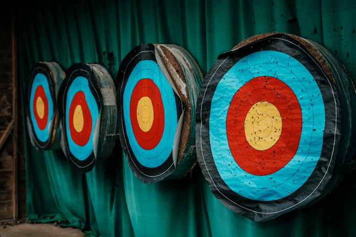 archery targets in a row