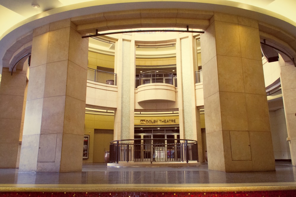 the inside of a building with a circular entrance