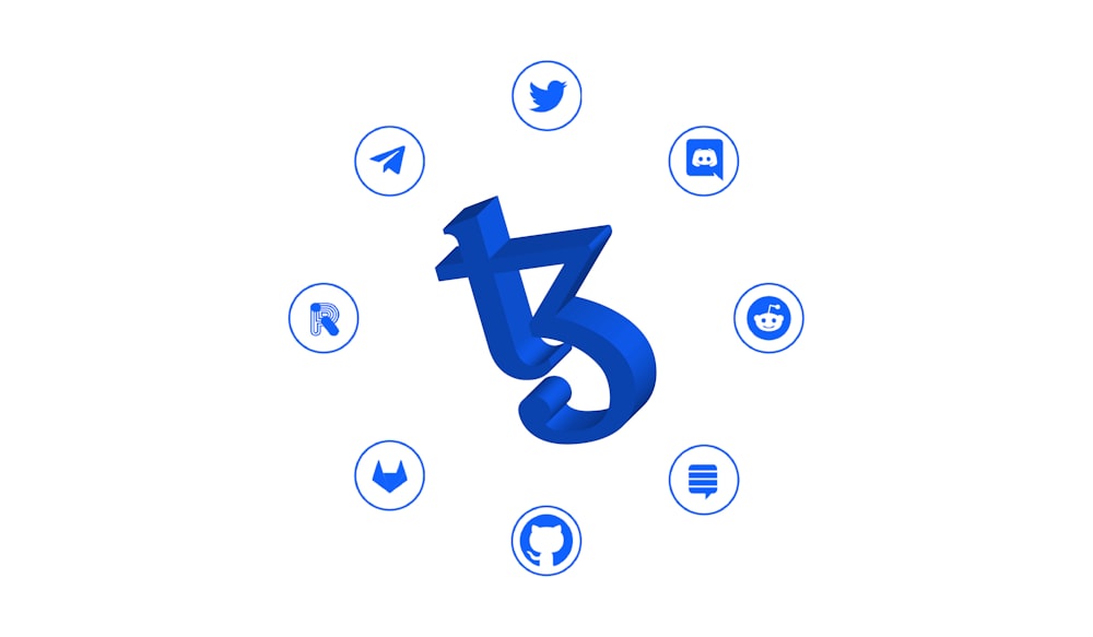 a blue number five surrounded by icons