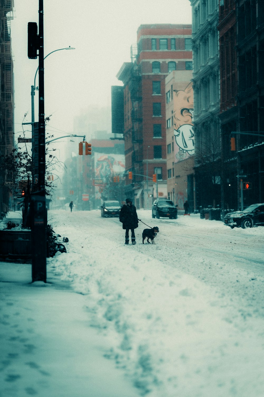 a close up of a busy city street