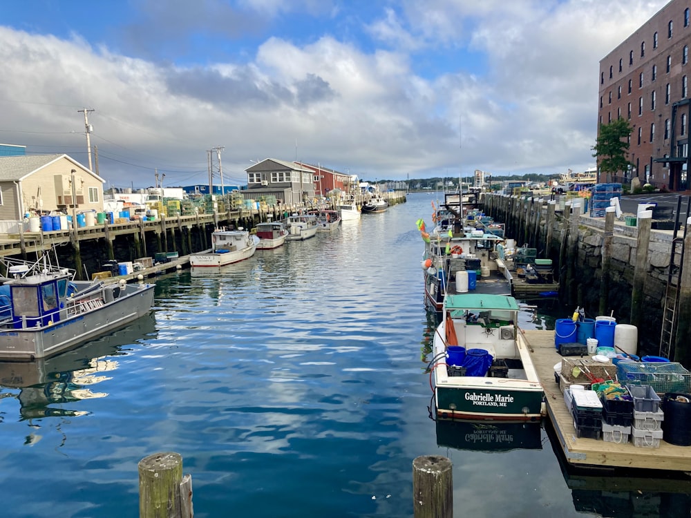 a harbor filled with lots of boats next to tall buildings