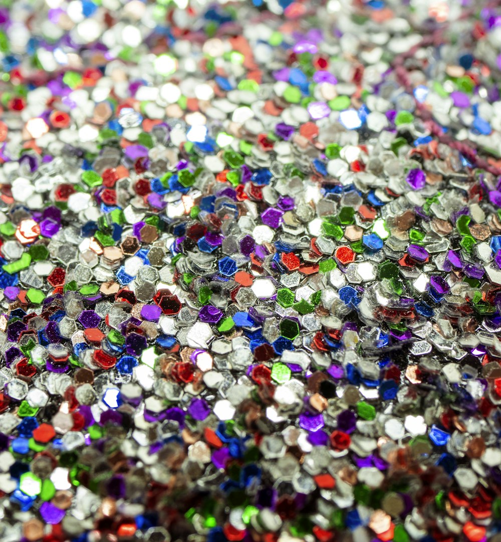 a close up view of a multicolored sequins