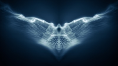 an abstract image of a blue bird with wings