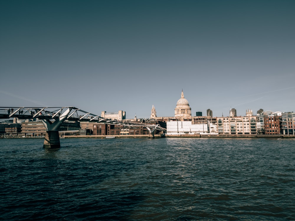 a view of a bridge over a body of water