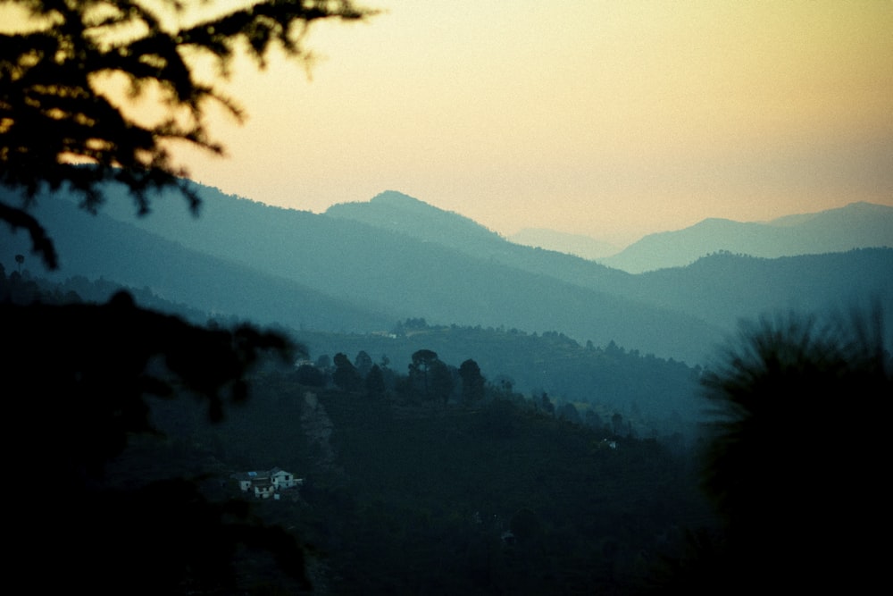 a view of the mountains from a distance