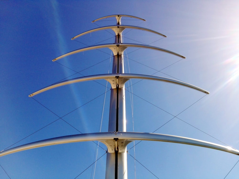 a tall metal structure with a sky background