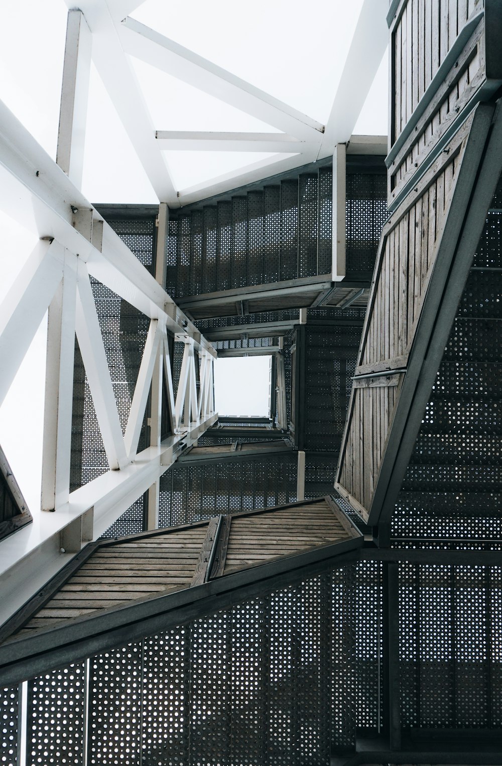 a group of stairs going up to the top of a building