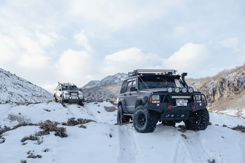Vehicles on a snow-covered road