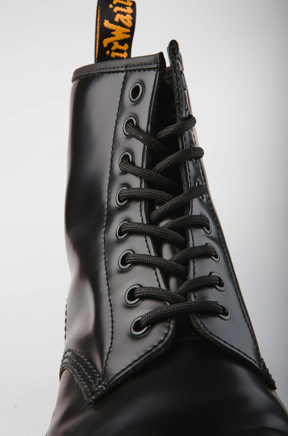a close up of a pair of black boots