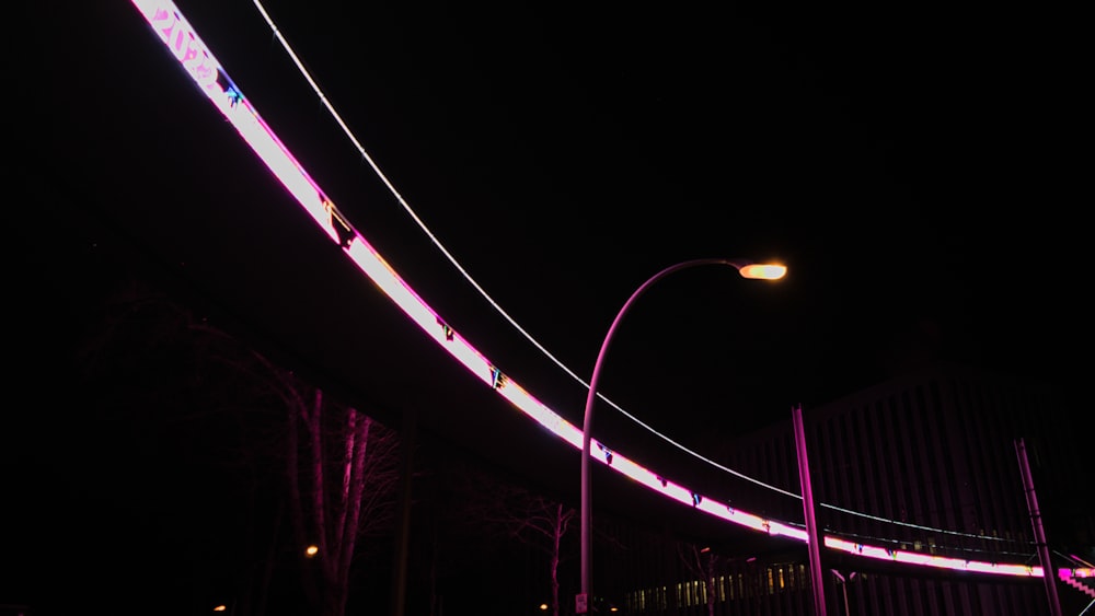 a street light and street lights at night