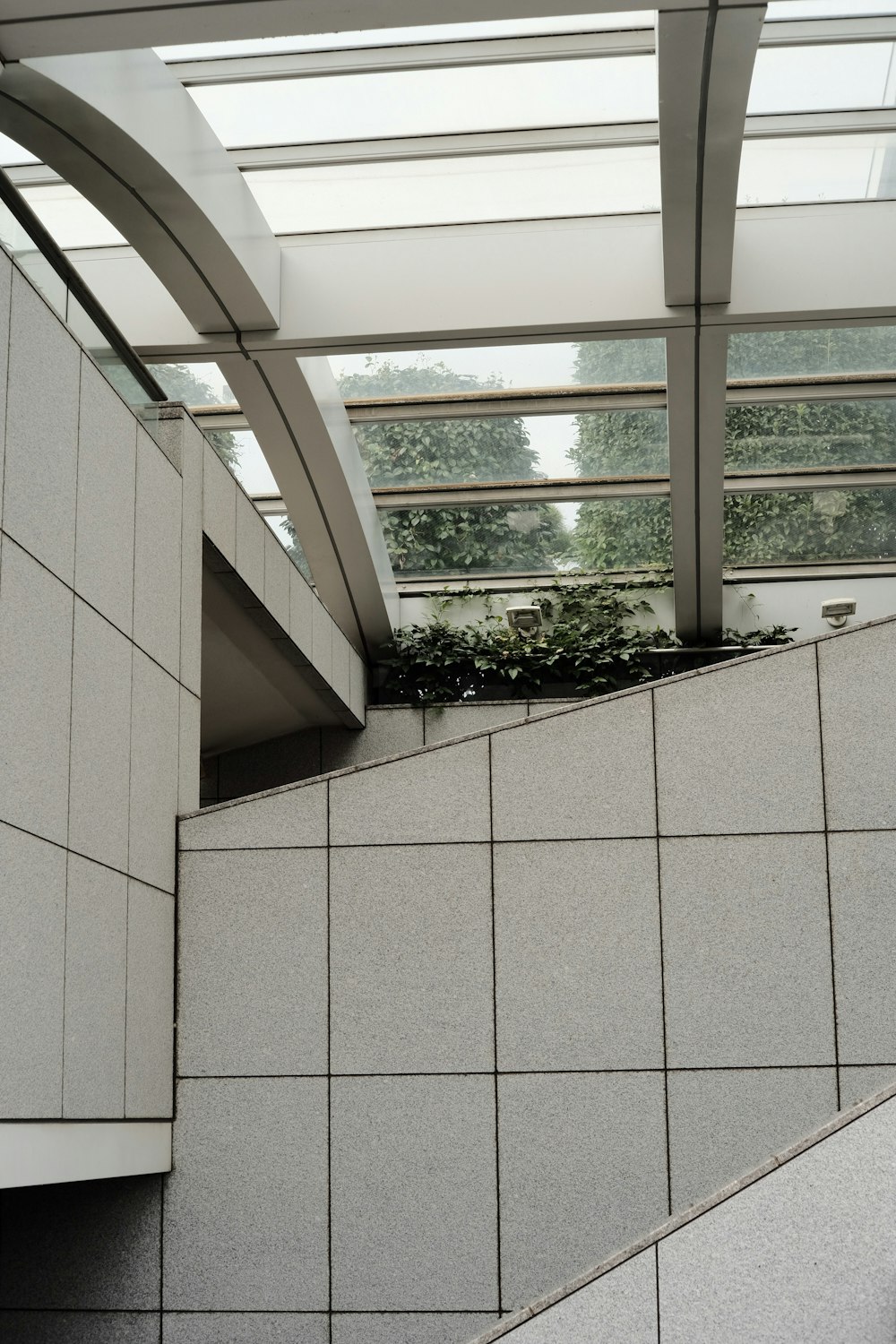 a white building with a skylight above it