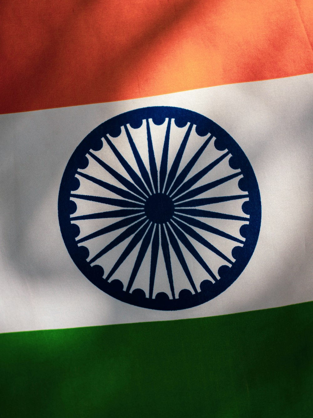 Un primer plano de la bandera de la India