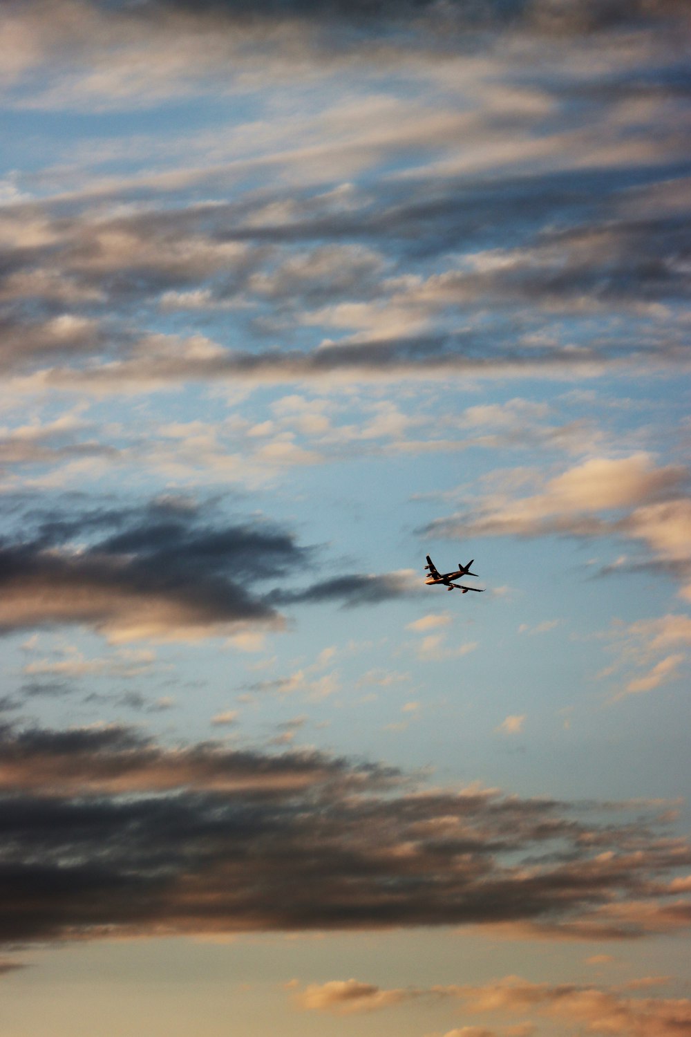 曇り空を飛ぶ飛行機