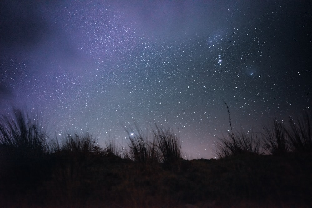 the night sky is filled with stars and clouds